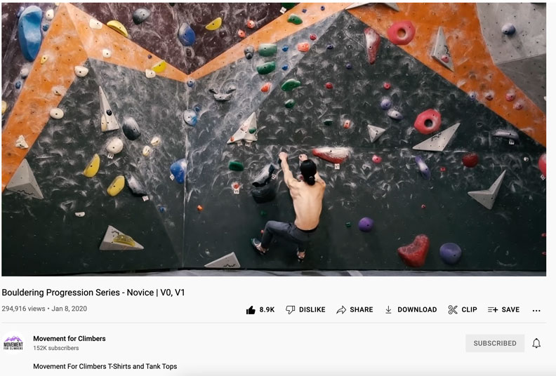 use youtube to learn beginner climbing techniques which will help you overcome bouldering anxiety