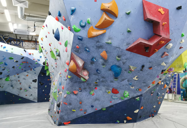 example of a wall at an indoor bouldering gym