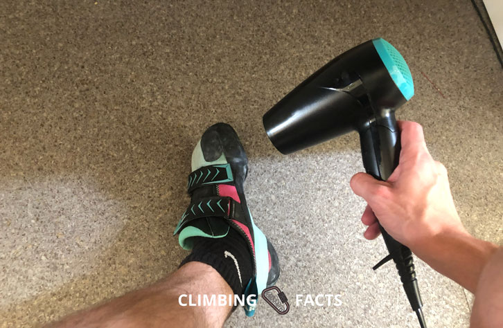 wearing socks in climbing shoes during the break-in period is a good way to stretch them out