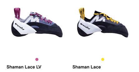 evolv sells genderless climbing shoes based on low volume or high volume instead of mens and womens climbing shoes