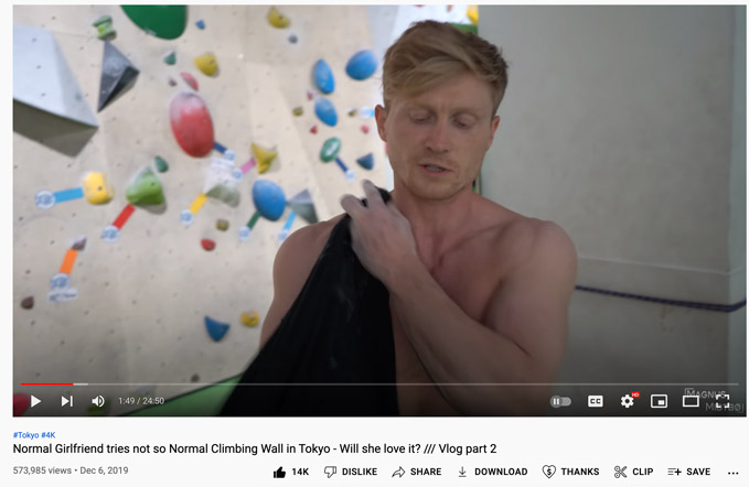 magnus mitdbo was told to put his shirt back on after he was spotted climbing shirtless in a climbing gym in tokyo