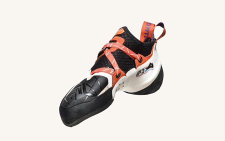 walking in climbing shoes ruins their shape and wears away the downturn of a climbing shoe
