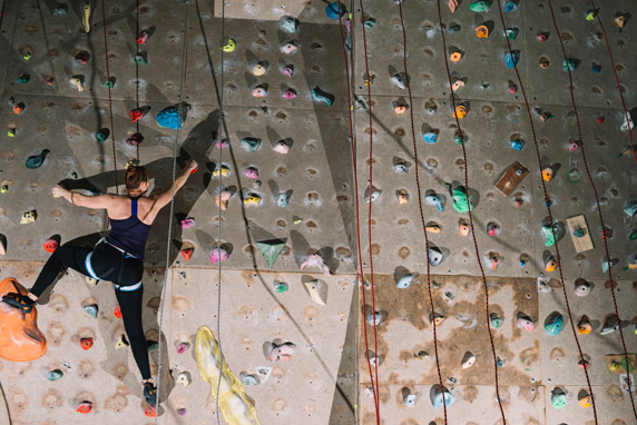 top roping is much easier than bouldering because you don't have to go down every time you fail