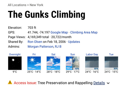 you can use the mountainproject app or website to check the weather forecast for your bouldering crag