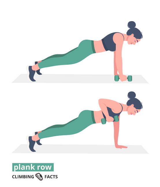 plank row is a great core exercise for rock climbers