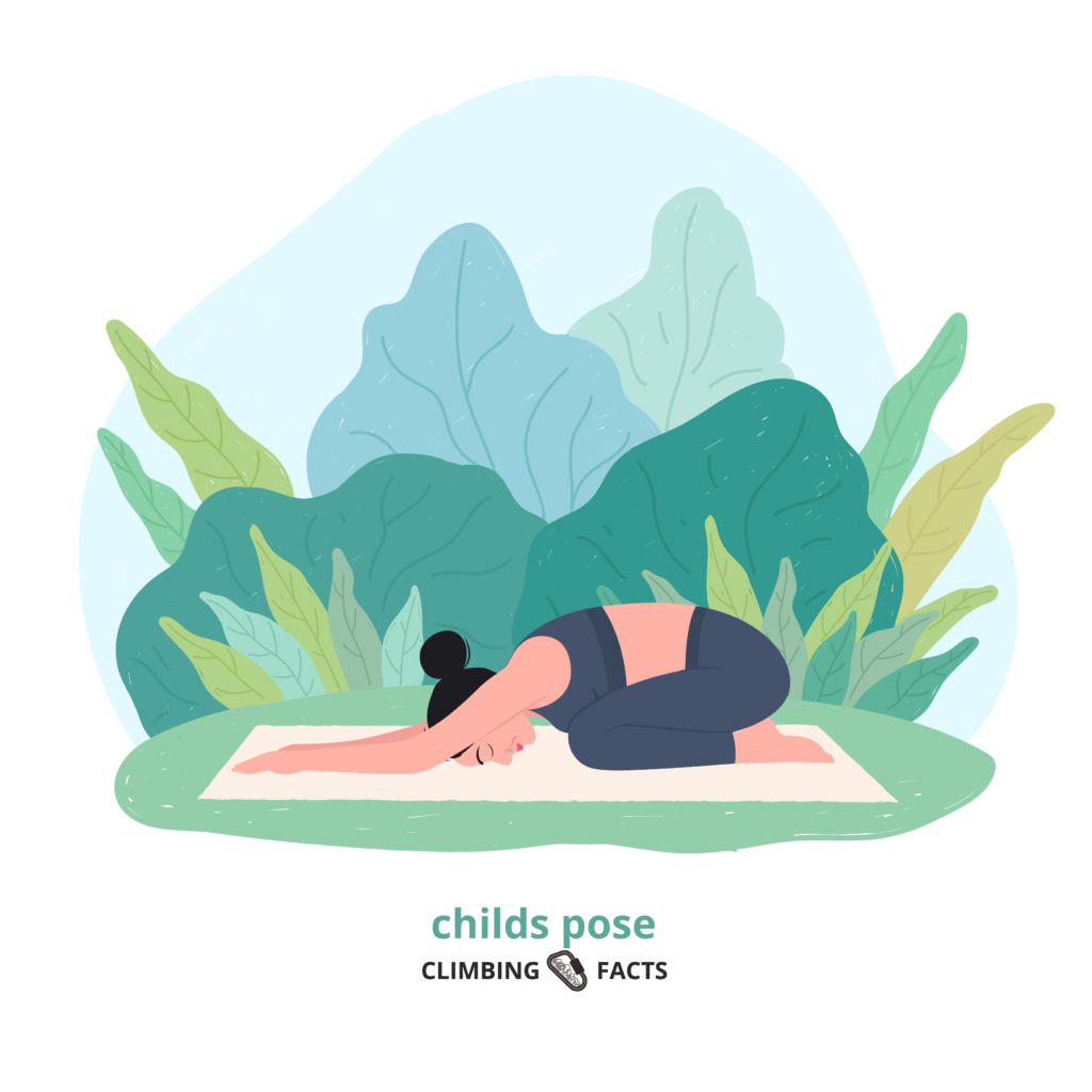 childs pose is a yoga pose for climbers to increae hip flexibility