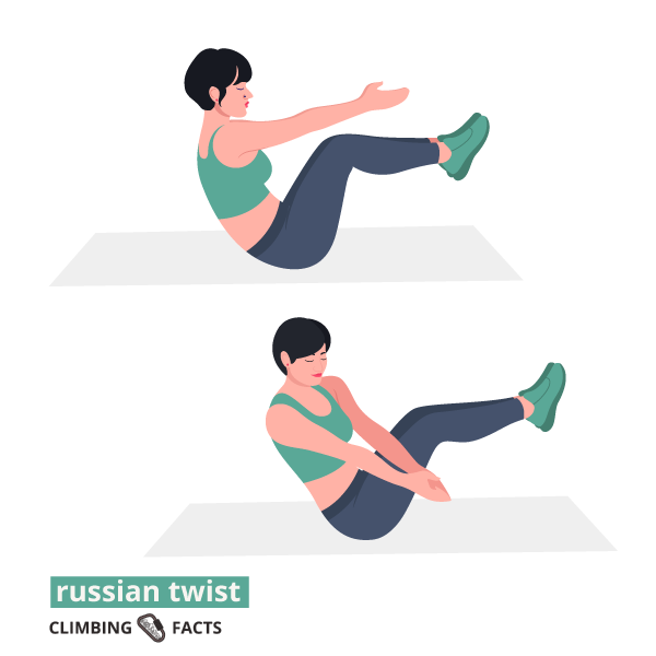 russian twists are a great core exercise for all levels of climbers and boulderers
