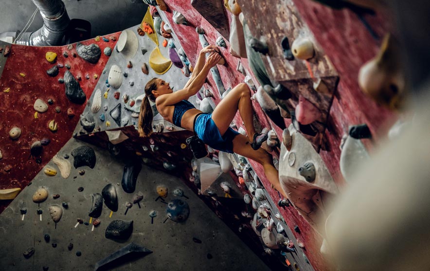 a strong core is essential in climbing to keep body tension on the wall