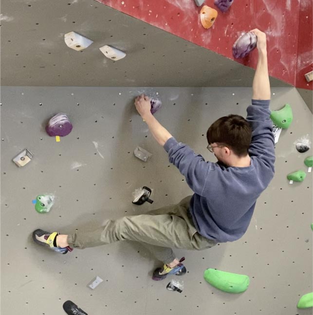 performing a twist or hip in drill on an overhanging wall