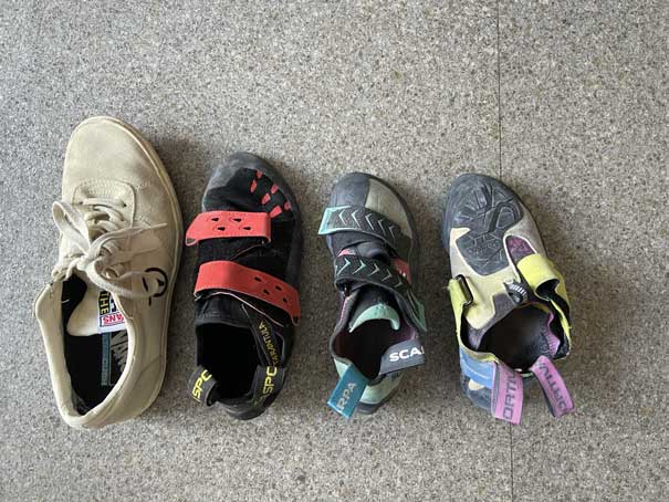 my street shoes vs my climbing shoes